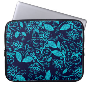 Seamless pattern of abstract blue colour on dark b laptop sleeve