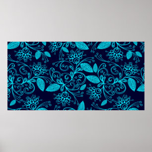 Seamless pattern of abstract blue colour on dark b poster