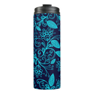 Seamless pattern of abstract blue colour on dark b thermal tumbler