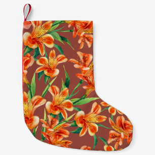 Seamless pattern of Alstroemeria painted in waterc Small Christmas Stocking