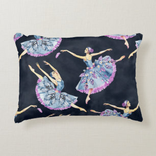 Seamless pattern of ballet dancers, watercolor pai decorative cushion