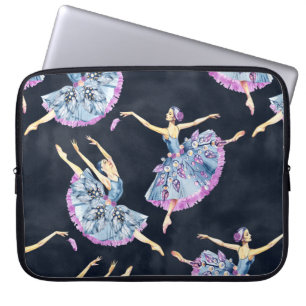 Seamless pattern of ballet dancers, watercolor pai laptop sleeve