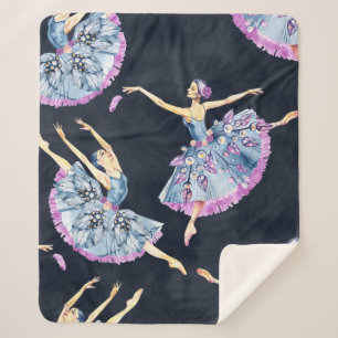 Seamless pattern of ballet dancers, watercolor pai sherpa blanket
