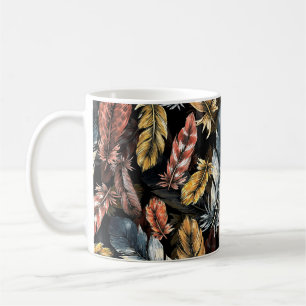 Seamless pattern of bird feathers. coffee mug