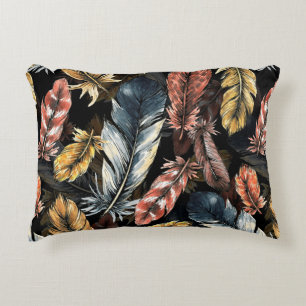 Seamless pattern of bird feathers. decorative cushion