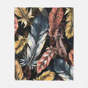 Seamless pattern of bird feathers.  fleece blanket
