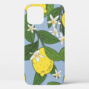 Seamless pattern of branches with lemons,green lea iPhone 12 case