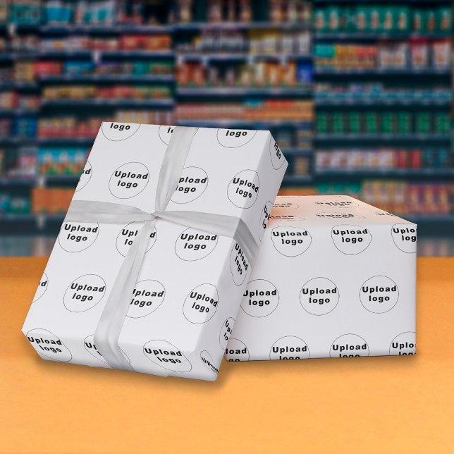 Seamless Pattern of Business Logo on White Wrapping Paper (Seamless pattern of your business logo on white wrapping paper.)