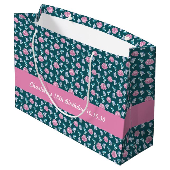 Seamless Pattern Of Butterflies And A Pink Flower Large Gift Bag (Back Angled)