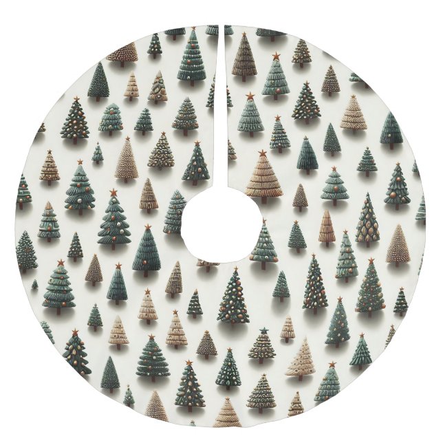 Seamless pattern of Christmas trees Brushed Polyester Tree Skirt (Front)