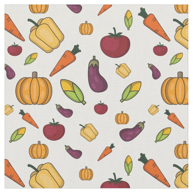 Seamless Pattern Of Colourful Vegetables Fabric (Close Up)