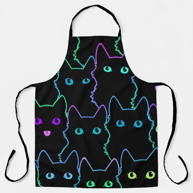 seamless pattern of cute cat silhouettespattern,se apron (Front)