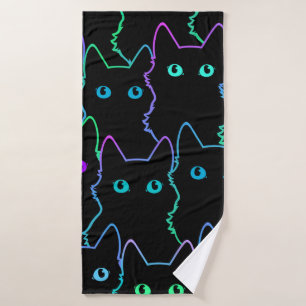 seamless pattern of cute cat silhouettespattern,se bath towel