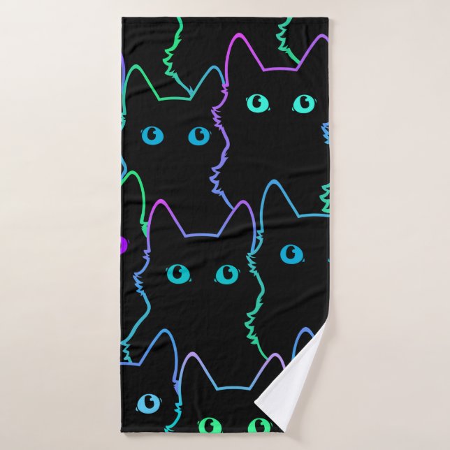seamless pattern of cute cat silhouettespattern,se bath towel (Bath Towel)