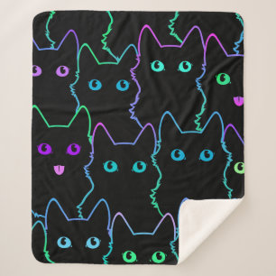 seamless pattern of cute cat silhouettespattern,se sherpa blanket