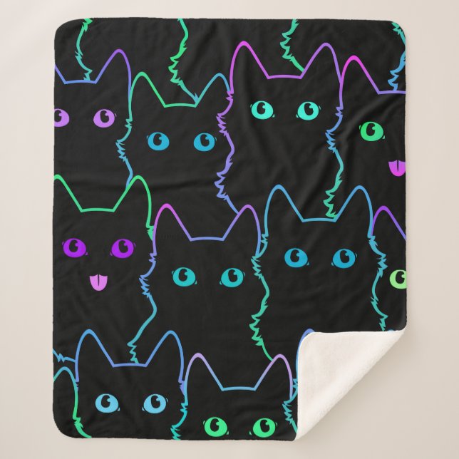 seamless pattern of cute cat silhouettespattern,se sherpa blanket (Front)