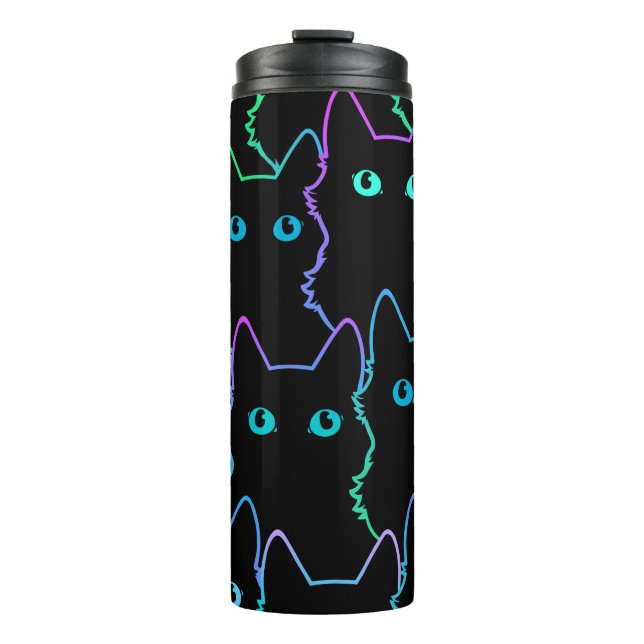 seamless pattern of cute cat silhouettespattern,se thermal tumbler (Front)