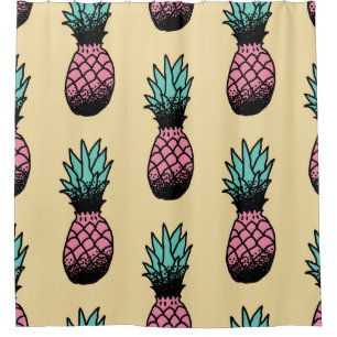 Seamless pattern of cute hand drawn pineapple shower curtain