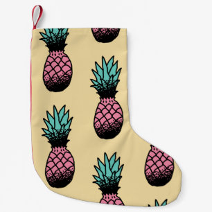 Seamless pattern of cute hand drawn pineapple small christmas stocking
