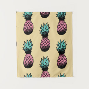 Seamless pattern of cute hand drawn pineapple tapestry