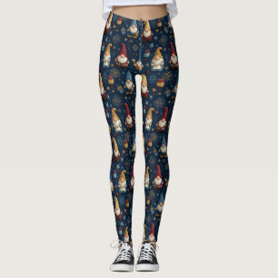 Seamless Pattern of Festive Gnomes Leggings