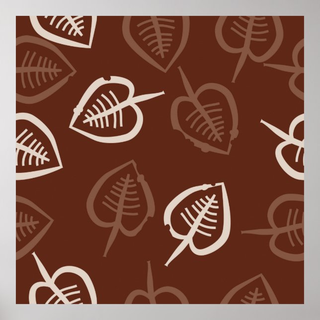 Seamless pattern of floral motif with leaves. Stri Poster (Front)