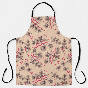Seamless pattern of flowers and leaves. Floral orn Apron