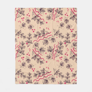 Seamless pattern of flowers and leaves. Floral orn Fleece Blanket