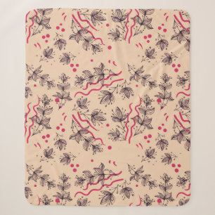 Seamless pattern of flowers and leaves. Floral orn Sherpa Blanket