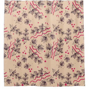 Seamless pattern of flowers and leaves. Floral orn Shower Curtain