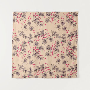 Seamless pattern of flowers and leaves. Floral orn Tapestry