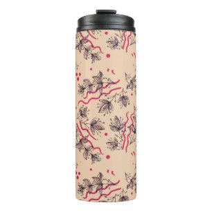 Seamless pattern of flowers and leaves. Floral orn Thermal Tumbler