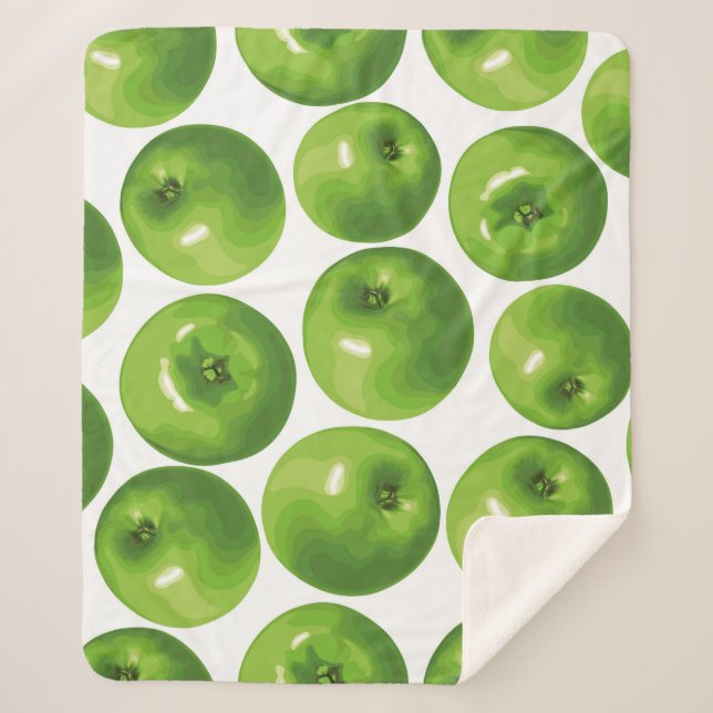 Seamless pattern of green apple sherpa blanket (Front)