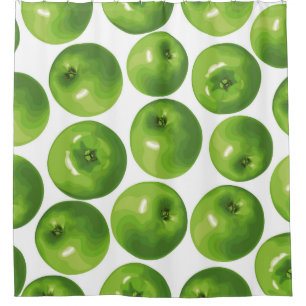Seamless pattern of green apple shower curtain