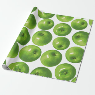 Seamless pattern of green apple wrapping paper