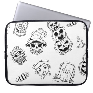 Seamless pattern of halloween icons with hand draw laptop sleeve