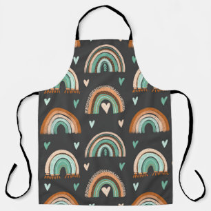 Seamless pattern of hand drawn hearts and boho rai apron