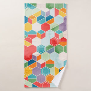 Seamless pattern of hexagons in random colours in bath towel