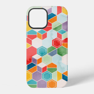 Seamless pattern of hexagons in random colours in  iPhone 12 case