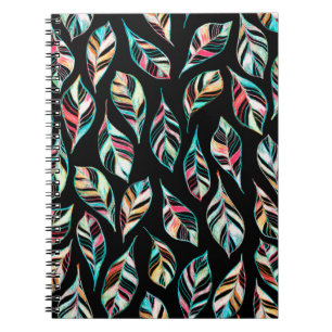 Seamless pattern of leaves. Hand drawing coloured Notebook