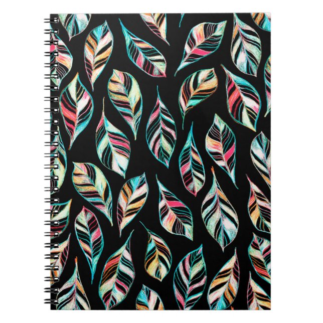 Seamless pattern of leaves. Hand drawing coloured  Notebook (Front)