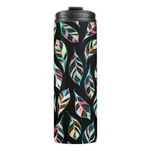 Seamless pattern of leaves. Hand drawing coloured Thermal Tumbler