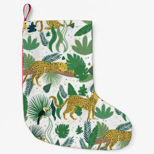 seamless pattern of leopards in jungle. Summer tro Small Christmas Stocking