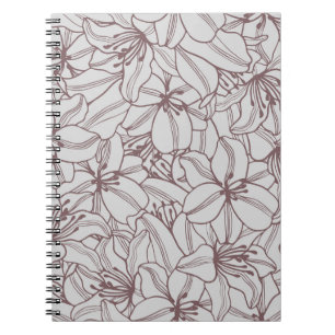 Seamless pattern of lilies flowers vintage. Hand d Notebook