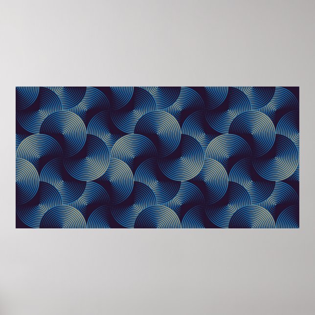 Seamless pattern of metallic linear circles poster (Front)