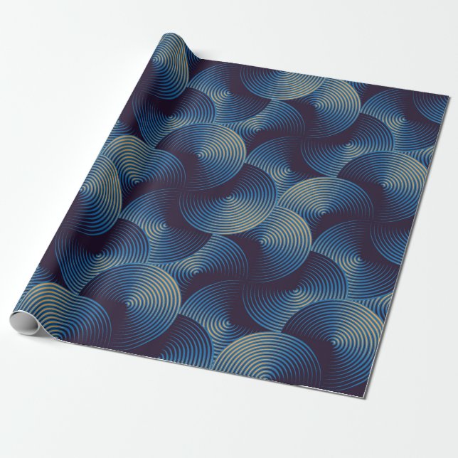 Seamless pattern of metallic linear circles wrapping paper (Unrolled)