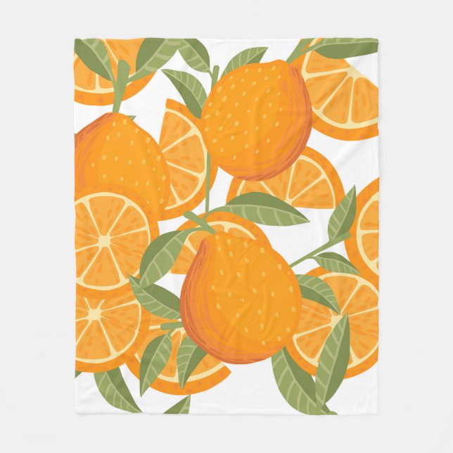 Seamless pattern of orange citrus yellow fruit who fleece blanket (Front)