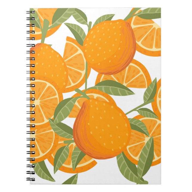 Seamless pattern of orange citrus yellow fruit who notebook (Front)