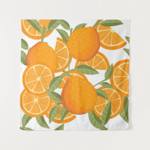 Seamless pattern of orange citrus yellow fruit who tapestry