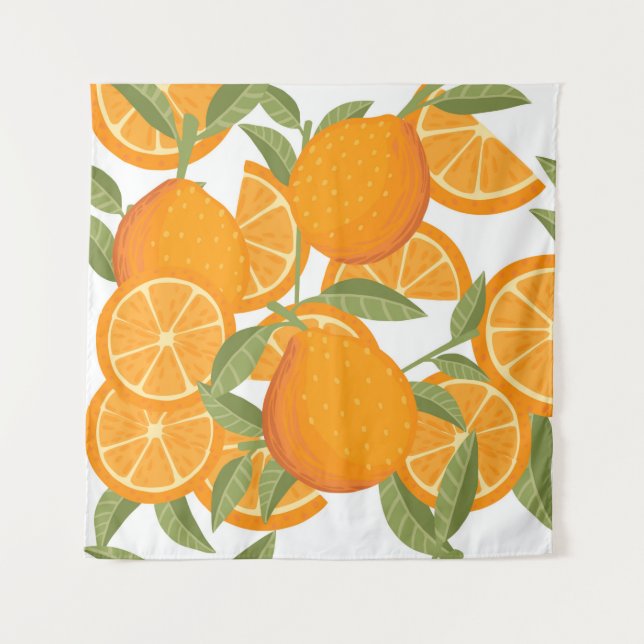 Seamless pattern of orange citrus yellow fruit who tapestry (Front)